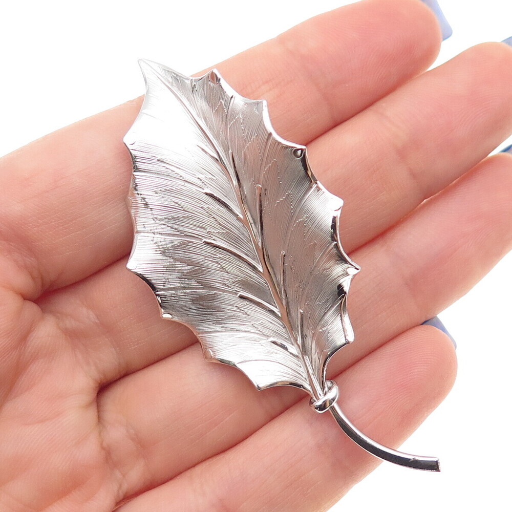 BINDER BROTHERS 925 Sterling Silver Antique Art Deco Floral Leaf Pin Brooch